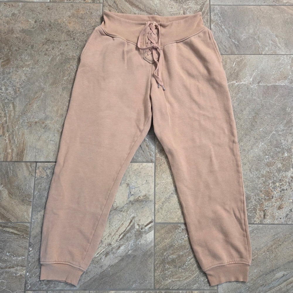 Victorias Secret Lace Up Front Jogger Sweatpants Blush‎ Tan L/G
